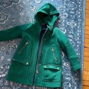 Green Hooded wool J Crew Jacket